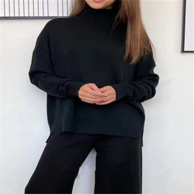 2 Pieces Women Sets Knitted Tracksuit Turtleneck Sweater - Cartor Stores