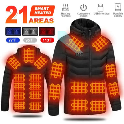 21 Areas Heated Jacket Men Warm Vest USB Self Heating Jacket Women - Cartor Stores