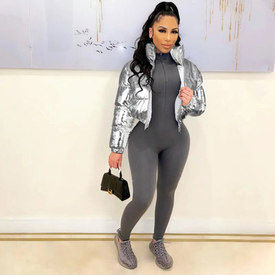 Autumn Winter Women Gilded Puffy Jacket Fashion Clothes Streetwear - Cartor Stores