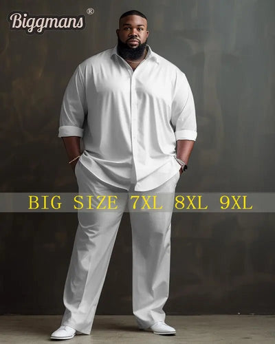 Biggmans Two Piece Shirt Sets for Men's Clothing Solid Color Large - Cartor Stores