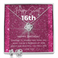 Birthday Love Knot Earing Nd Necklace set " Happy Sweet 16" - Cartor Stores