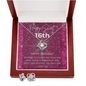 Birthday Love Knot Earing Nd Necklace set " Happy Sweet 16" - Cartor Stores