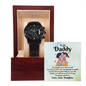 Dad Black Chronograph Watch + MC with Message Card, Classic Automatic Watch for Birthday, Fathers Day, Gift from Son or Daughter. - Cartor Stores
