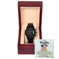 Dad Black Chronograph Watch + MC with Message Card, Classic Automatic Watch for Birthday, Fathers Day, Gift from Son or Daughter. - Cartor Stores