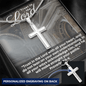 Faith Personalized Stainless Steel Cross Necklace. "Trust in the Lord" - Cartor Stores