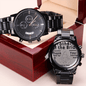 Father of the Bride Engraved Design Black Chronograph Watch "Thank you Dad" - Cartor Stores