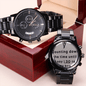 Future Husband Engraved Design Black Chronograph Watch. " Counting Down the time until I say I DO my boo" - Cartor Stores