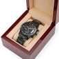 Future Husband Engraved Design Black Chronograph Watch. " Counting Down the time until I say I DO my boo" - Cartor Stores
