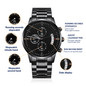 Future Husband Engraved Design Black Chronograph Watch. " Counting Down the time until I say I DO my boo" - Cartor Stores