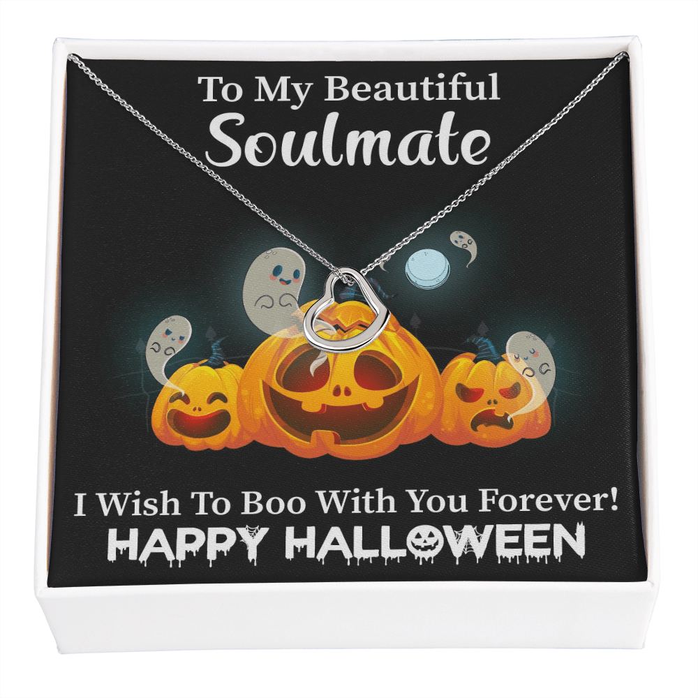 Happy Halloween Soulmate necklace gift with message card. Gift to my Wife or Girlfriend To my Soulmate Necklace, Women Jewelry with Message Card - Cartor Stores