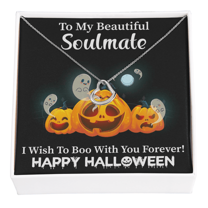 Happy Halloween Soulmate necklace gift with message card. Gift to my Wife or Girlfriend To my Soulmate Necklace, Women Jewelry with Message Card - Cartor Stores