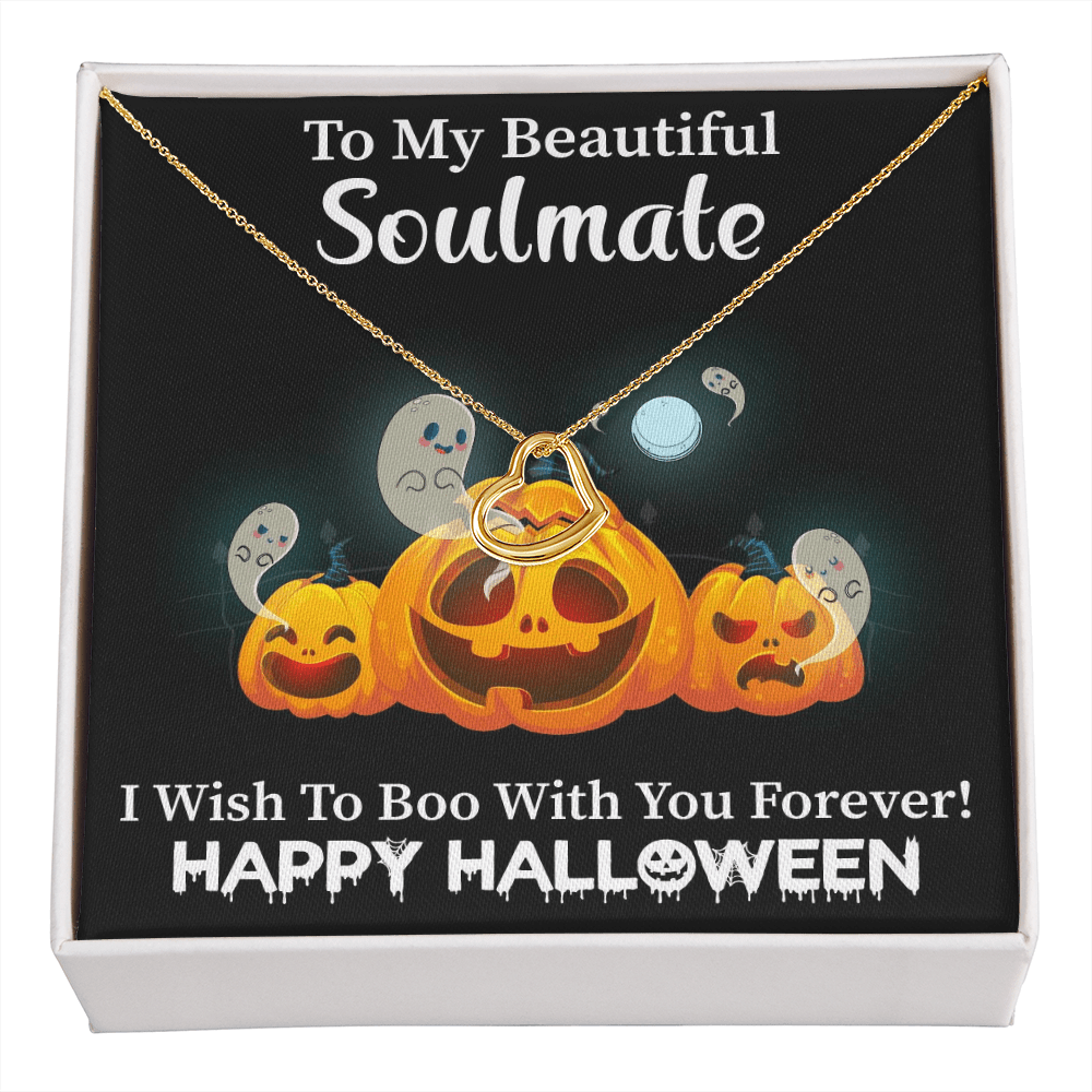 Happy Halloween Soulmate necklace gift with message card. Gift to my Wife or Girlfriend To my Soulmate Necklace, Women Jewelry with Message Card - Cartor Stores