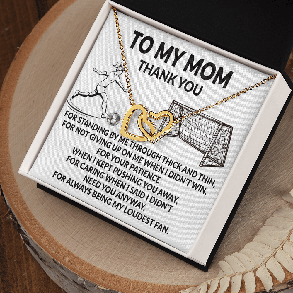 Interlocking Hearts necklace Yellow and white Gold Variants, gifts with message card. To My Mom. - Cartor Stores