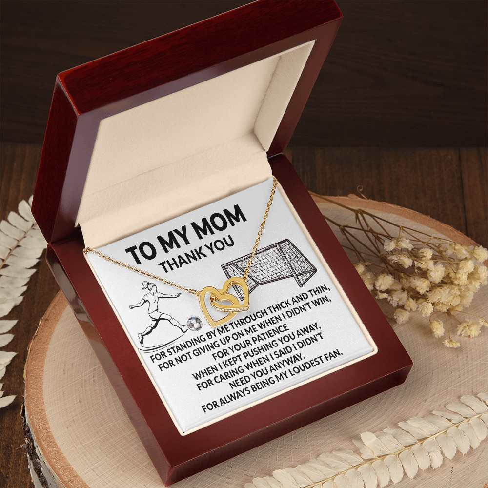 Interlocking Hearts necklace Yellow and white Gold Variants, gifts with message card. To My Mom. - Cartor Stores
