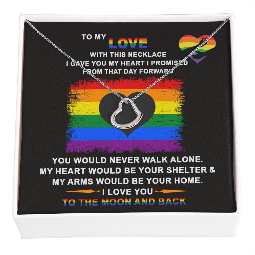 LGBTQ Rainbow Delicate Heart Necklace with message card. "To My Love For Girlfriend Gift , On Birthday Anniversary ,With Message Card Gift. - Cartor Stores