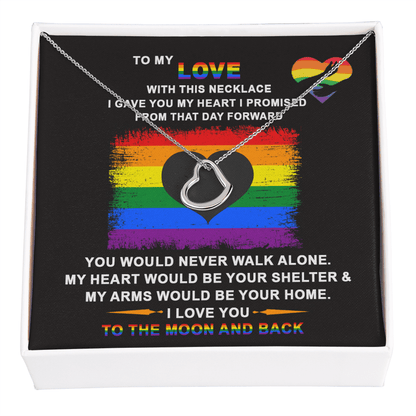 LGBTQ Rainbow Delicate Heart Necklace with message card. "To My Love For Girlfriend Gift , On Birthday Anniversary ,With Message Card Gift. - Cartor Stores
