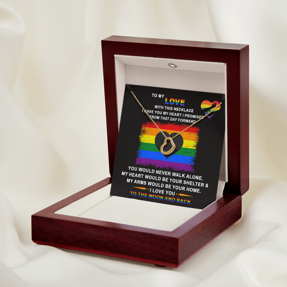LGBTQ Rainbow Delicate Heart Necklace with message card. "To My Love For Girlfriend Gift , On Birthday Anniversary ,With Message Card Gift. - Cartor Stores