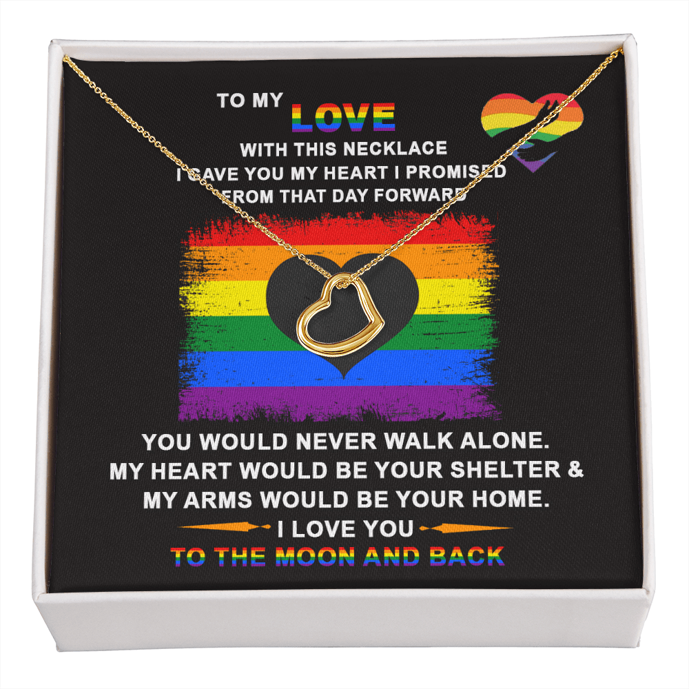 LGBTQ Rainbow Delicate Heart Necklace with message card. "To My Love For Girlfriend Gift , On Birthday Anniversary ,With Message Card Gift. - Cartor Stores