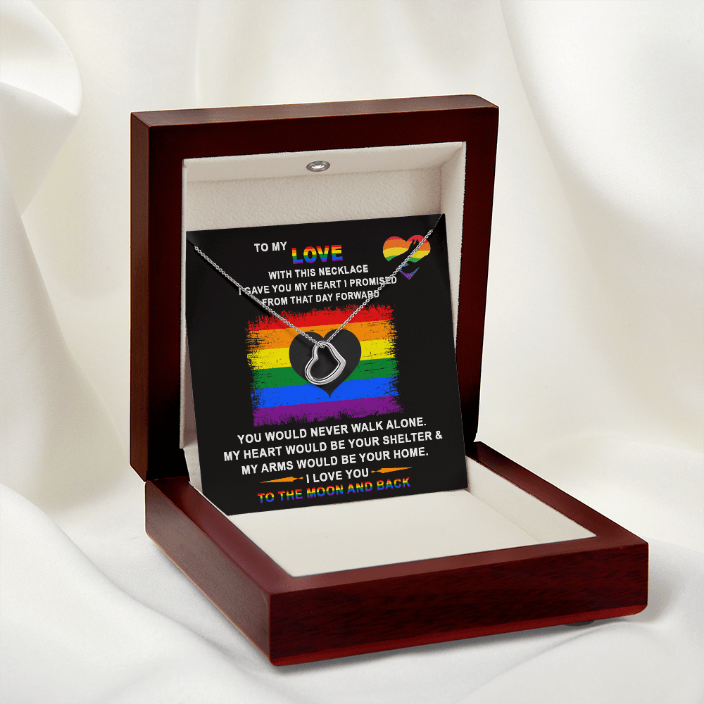 LGBTQ Rainbow Delicate Heart Necklace with message card. "To My Love For Girlfriend Gift , On Birthday Anniversary ,With Message Card Gift. - Cartor Stores