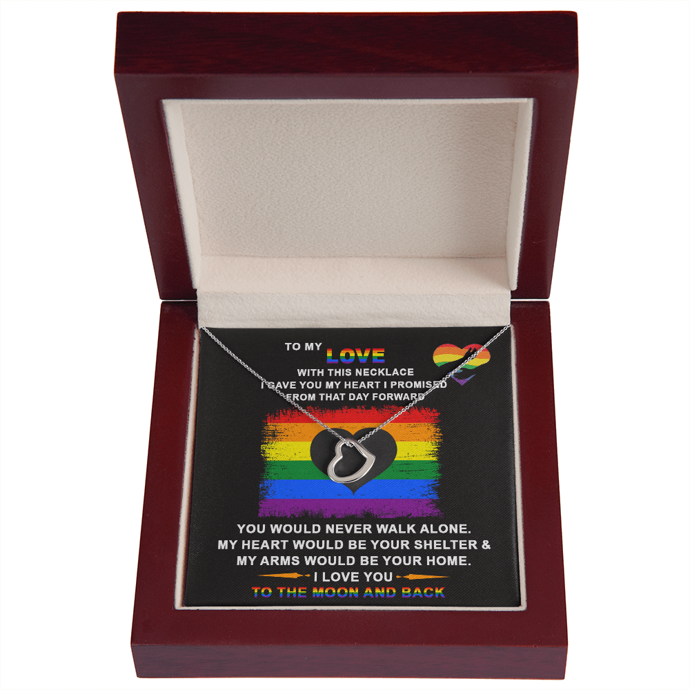 LGBTQ Rainbow Delicate Heart Necklace with message card. "To My Love For Girlfriend Gift , On Birthday Anniversary ,With Message Card Gift. - Cartor Stores