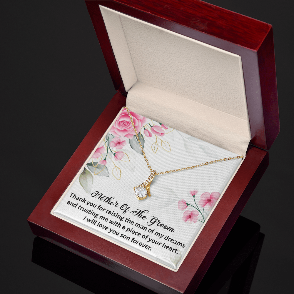 Mother of the Groom Alluring Beauty necklace. Mother in Law Gifts from Daughter in Law Love Knot Wedding Gifts with Message Card for Women. - Cartor Stores