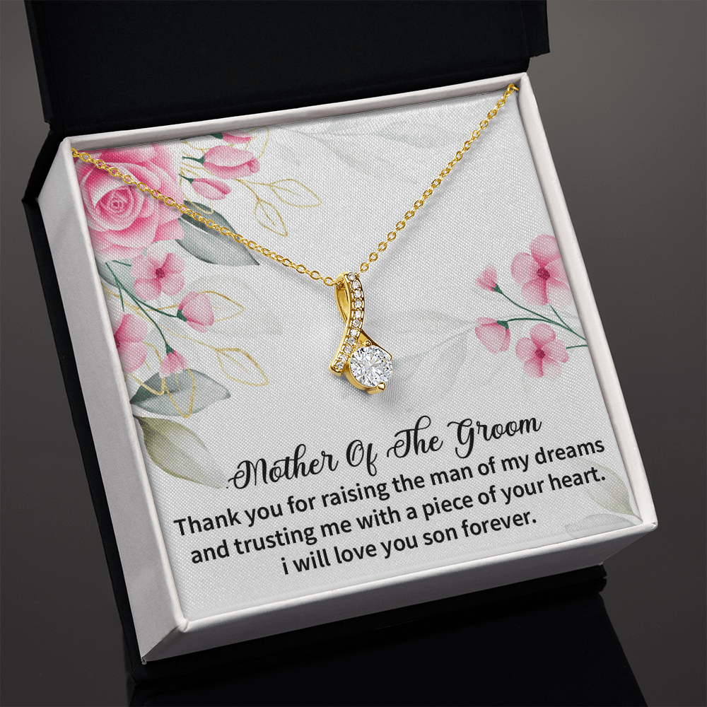 Mother of the Groom Alluring Beauty necklace. Mother in Law Gifts from Daughter in Law Love Knot Wedding Gifts with Message Card for Women. - Cartor Stores