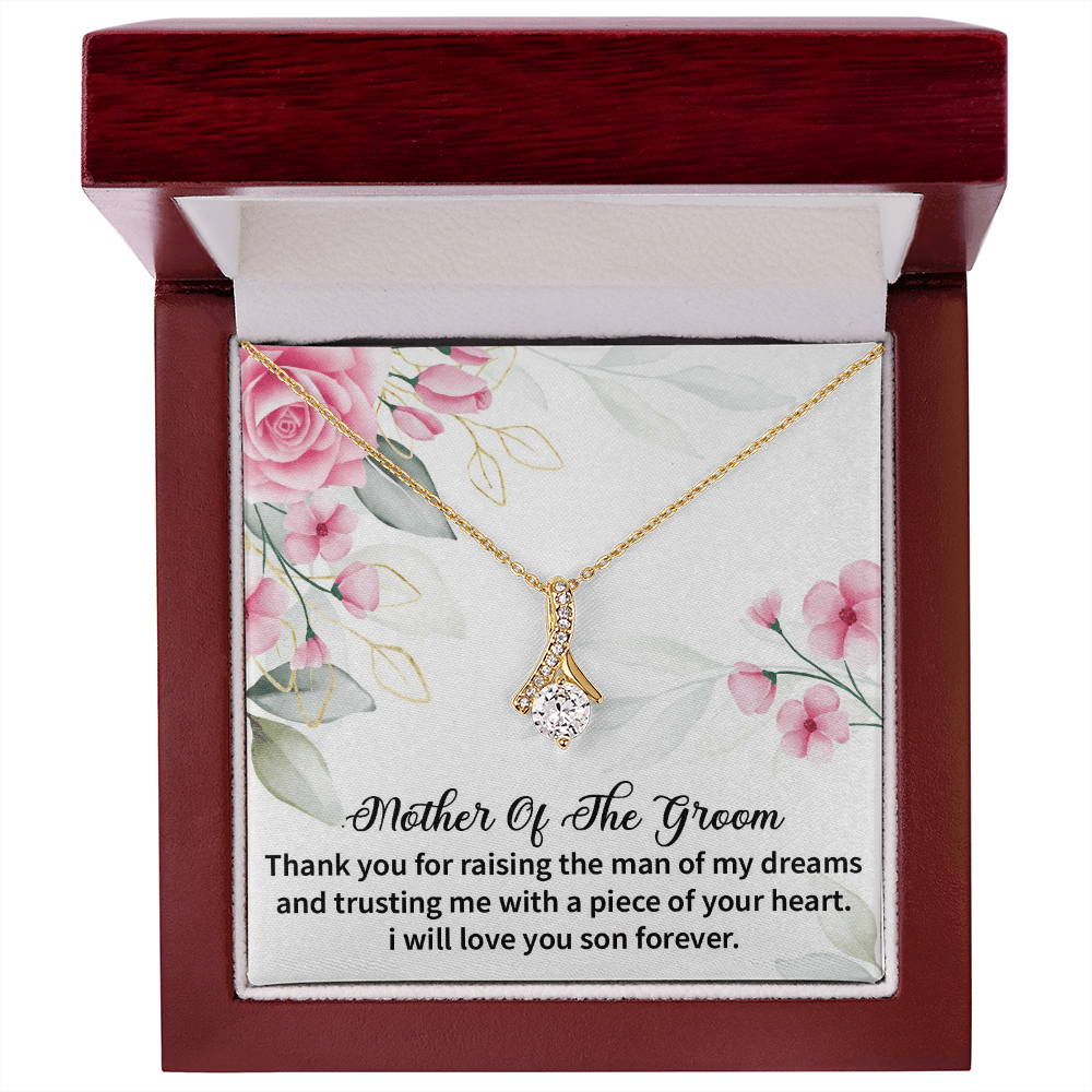 Mother of the Groom Alluring Beauty necklace. Mother in Law Gifts from Daughter in Law Love Knot Wedding Gifts with Message Card for Women. - Cartor Stores