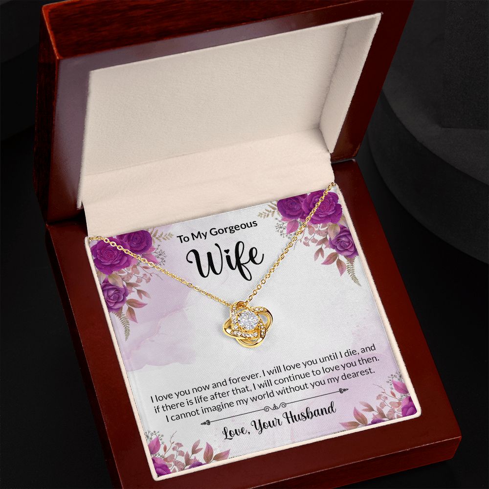 To my Gorgeous Wife Love Knot Necklace With Message Card. - Cartor Stores